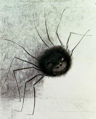 « L’araignée riante », lithographie, Odilon Redon.