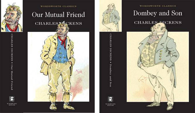 images of the book covers of Our Mutual Friend and of Dombey and Son, published by Wordsworth Classics both featuring Bridgeman Images content on the cover