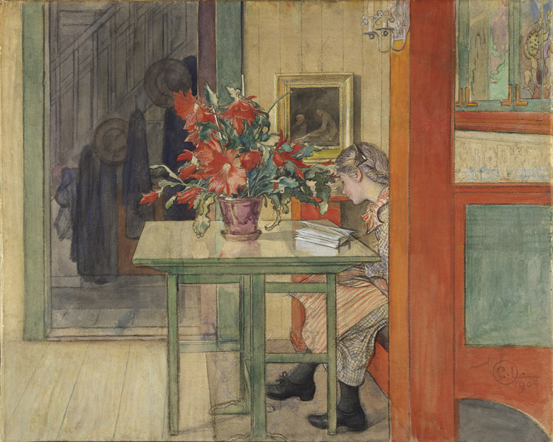 Lisbeth Reading (w/c with tempera on paper), Carl Larsson / © Nationalmuseum, Stockholm, Sweden 