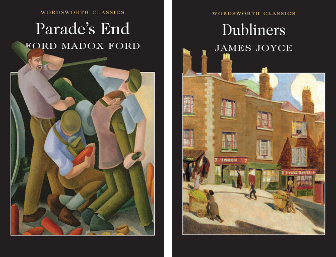 images of the book covers of  Parade’s End and of Dubliners, published by Wordsworth Classics both featuring Bridgeman Images content on the cover