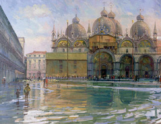 Inondation à Venise, 1992, huile sur toile, Bob Brown