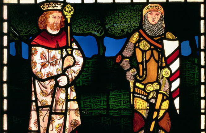 Le roi Arthur et Sir Lancelot, 1862, vitraux de William Morris