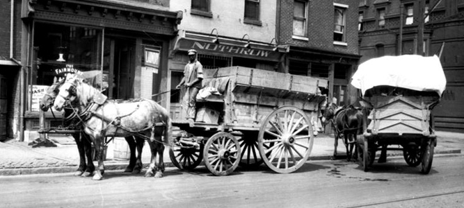 City Trash Pick-up Wagon, Philadelphie,1920, Photographe Americain