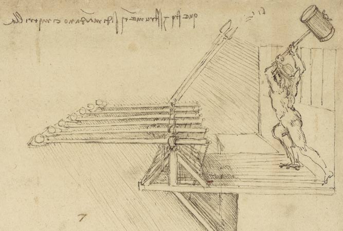 Grande catapulte. Codex Atlanticus, folio 160 r - Leonardo da Vinci - Biblioteca Ambrosiana, Milano