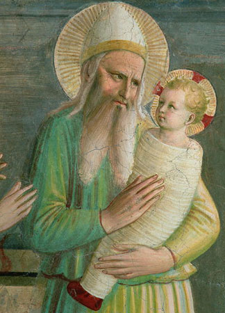 Simeon avec le Christ enfant, détail de La Présentation au Temple, 1442, fresque, Fra Angelico