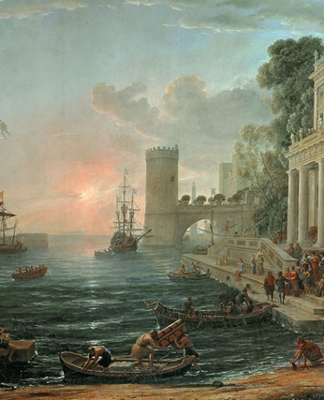 Port maritime avec l’embarcation de la Reine de Saba, 1648, huile sur toile, Claude Lorrain