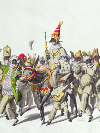 Procession du roi Punch pendant le Carnaval, gravure, Johann Heinrich Stuermer