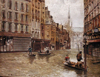 La grande inondation, Paris, 1910, huile sur toile, Carlo Brancaccio