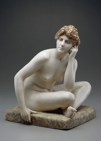 Femme assise, 1890/95, marbre avec cire et polychromie originelles, Jean Léon Gérôme
