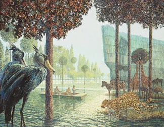 L’arche de Noé après le déluge, 2005, huile sur bois, Francis Hamel