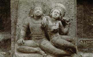 Relief of a Mithuna couple, from the Ajanta Caves, Indian School, 5th century, Ajanta, Maharastra, India