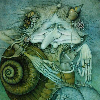 WAY150074 Sea Witch (detail)(pencil and coloured crayon on paper) by Wayne Anderson (Contemporary Artist)