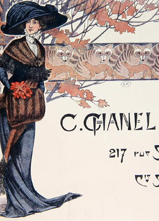 Publicité pour C. Chanel & Cie, 1906, par M. Cartier (1906), Bibliothèque des Arts Décoratifs, Paris.