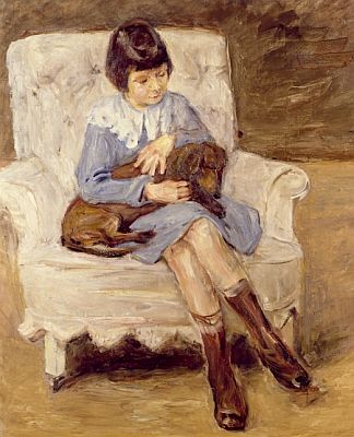PFA73323 Max Liebermann (1847-1935), Maria Riezler-White (1917-95), grandaughter of the artist, with dachshund on her knee, 1925