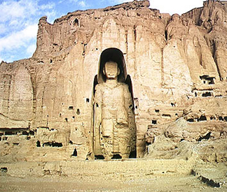EAM156814 Giant standing Buddha, 5th-6th century (stone) by Afghan School/ Valley of the Buddhas, Bamyan, Afghanistan