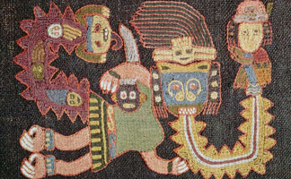 XBP231850 Detail of Burial cloth, Paracas Tribe (textile) by Peruvian School (1st Century BC) Private Collection