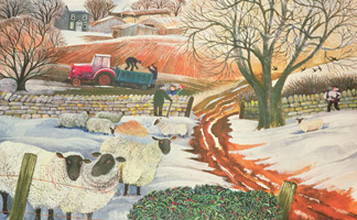 LGJ157101 Winter Woolies (w/c and gouache on paper) by Lisa Graa Jensen (Contemporary Artist) Private Collection