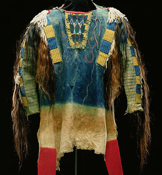 DTR114614 Man's shirt, Cheyenne, c.1860 (buckskin, wool, ermine skin and human hair)/ The Detroit Institute of Arts, USA/Founders Society purchase and Flint Ink Corporation funds