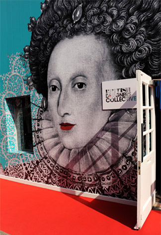  British Designers’ Collective at Bicester Village using the Portrait of Queen Elizabeth the I as part of their branding