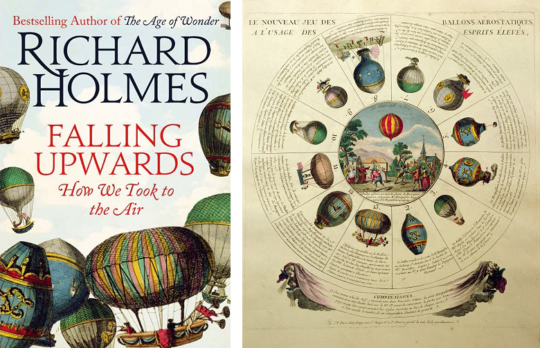 LINKS: © HarperCollins. Designer: Jo Walker. RECHTS: Das Ballonspiel, Illustrationen verschiedener Heißluftballone, c.1784, unbekannter französischer Künstler (18. Jahrhundert).