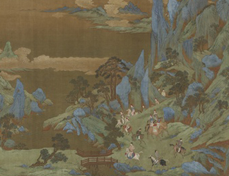 FSG325032 Travelers in the Springtime Mountains, 16th-17th century by Ming Dynasty Chinese School (1368-1644)<BR>Freer Gallery of Art, Smithsonian Institution, USA