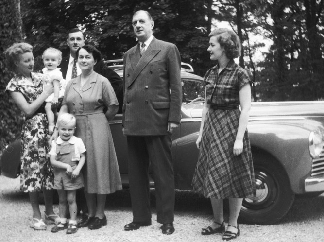  The de Gaulle family at La Boisserie, 1952 (b/w photo)