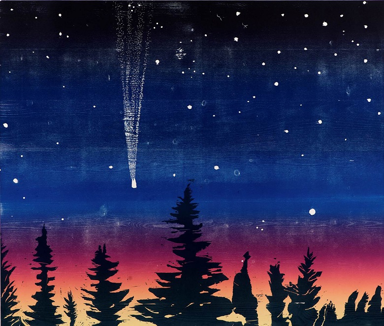 Beneath the Wide Wide Heaven, 2011 (colour woodcut) by Tom Hammick (b.1963) 
