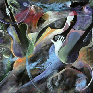 Jammin (oil on board) by Ikahl Beckford (Contemporary Artist)