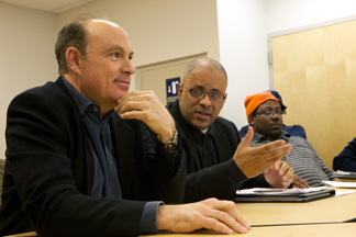 Gary Slutkin, Founder and Executive Director of CeaseFire and Tio Hardiman, creator of the Interrupters program. Image courtesy of Kartemquin Films. 