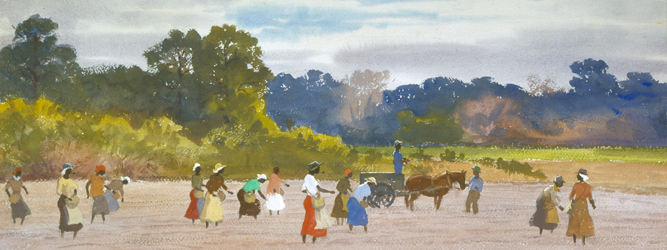 Planters in a Field, 1940 (watercolour on paper) by Alden Lassell Ripley / Morris Museum of Art, Augusta, GA