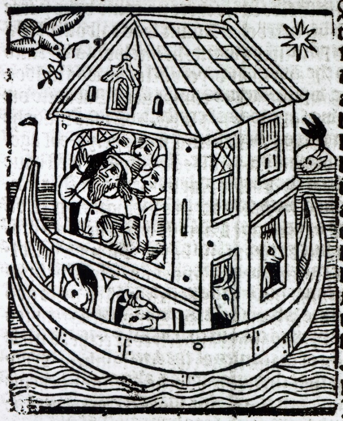 Noah's Ark (woodcut) (b/w photo), English School, (15th century) / Private Collection
