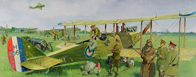 First Air Mail, 1978 (oil on canvas) by Terence Cuneo (1907-96) / Private Collection (detail)