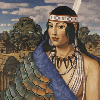 Pochahontas wears a turkey-feather robe by William Langdon Kihn / National Geographic Image Collection
