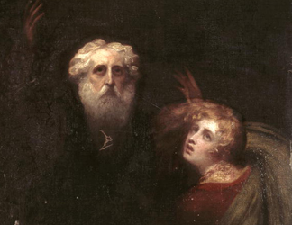 Prospero and Miranda, fragment from 'The Tempest', c. 1790 (oil on canvas) by George Romney / Bolton Museum and Art Gallery, Lancashire, UK