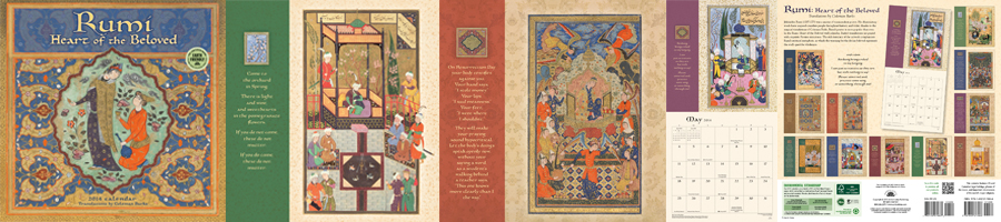 Image of Rumi: The Heart of the Beloved 2014 wall calendar (composite) / images courtesy of Amber Lotus Publishing