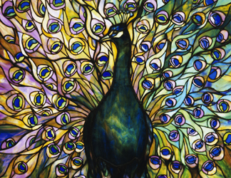 CH343551 Peacock (stained glass) American School, Tiffany Studios (19th century)/ Christie's Images