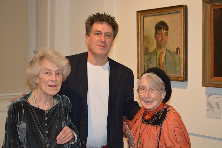 Stanley Spencer’s daughters and grandson at Somerset House, for the private view of 'Stanley Spencer: Heaven in a Hell of War', November 2013. L-R: Unity, John, and Shirin.