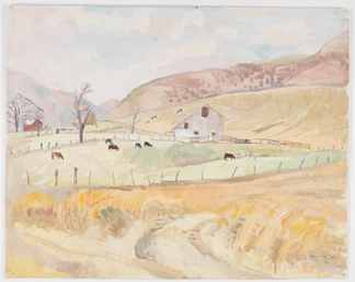 Barn and Cattle (tempera on paper) by Pierre Daura. Post-restoration. Virginia Historical Society.