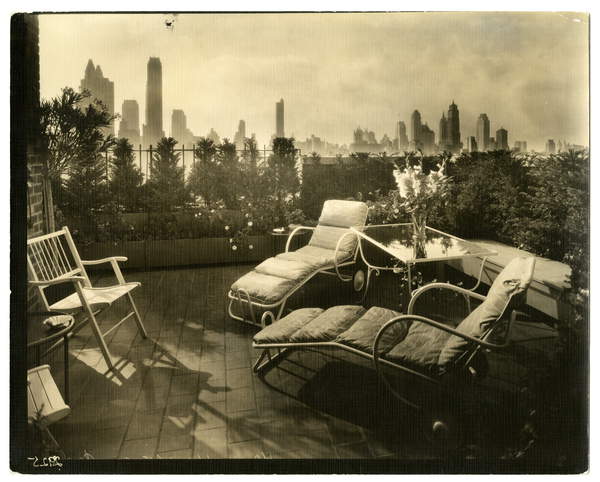 Terrace of Mrs Alice Woodward Rhinehardt, 400 E 52 St, c.1936-37 (gelatin silver photo), Jessie Tarbox Beals (1871-1942)  © New-York Historical Society Bridgeman Images