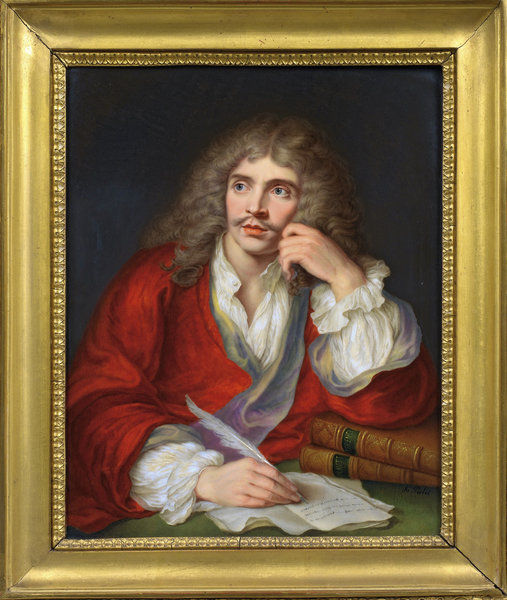 Porträt des Schriftstellers Molière (1622-1673) - Gouache auf Porzellan von Aimée Perlet / Foto © Fine Art Images / Bridgeman Images