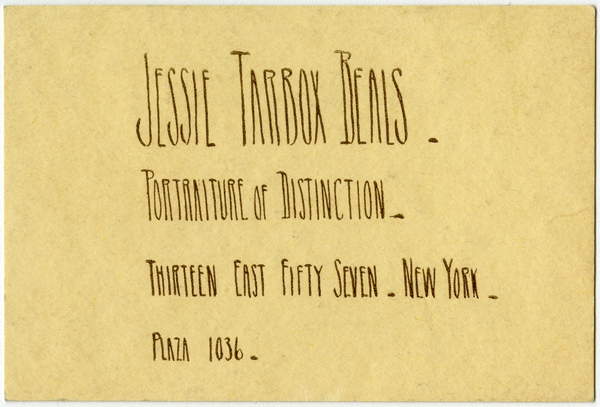 Biglietto da visita - Jessie Tarbox Beals Portraiture of Distinction Thirteen East Fifty Seven New York Plaza 1036 Business card, c.1926-36 (ink on paper), Jessie Tarbox Beals (1871-1942)  © New York Historical Society / Bridgeman Images